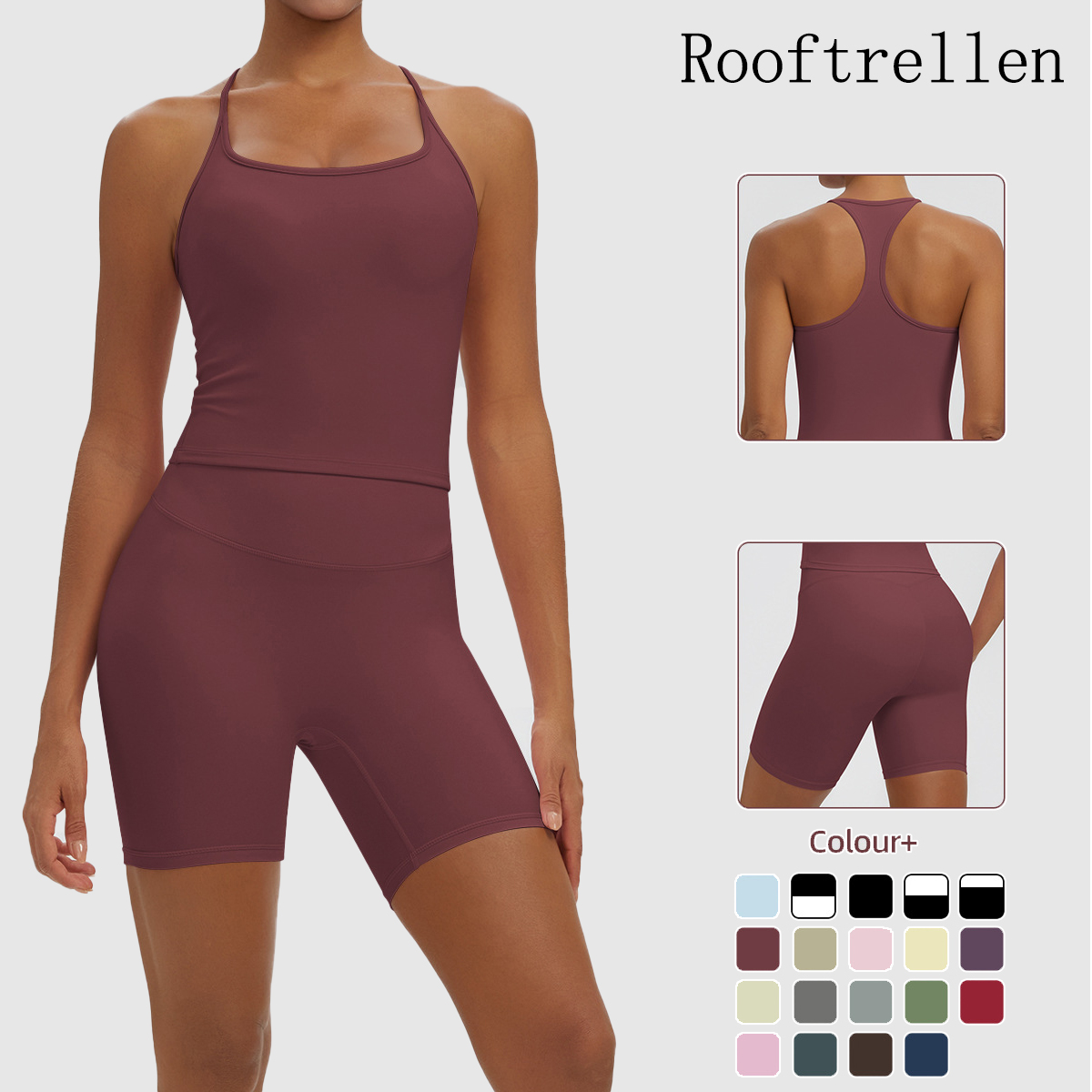 Running Gear Woman - Rooftrellen 2PCS Сексуальный однотонный комплект для